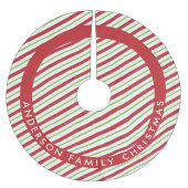 Rote und grüne Diagonal-Urlaubsstreifen Polyester Weihnachtsbaumdecke (Vorderseite)