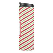 Rote und grüne Diagonal-Urlaubsstreifen Thermosbecher (Nach rechts gedreht)