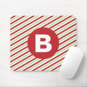 Rote und grüne diagonale Nadelstreifen-Monogramm Mousepad (Mit Mouse)