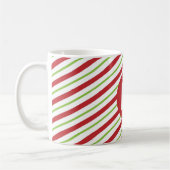 Rote und grüne diagonale Pinstripes-Monogramm Kaffeetasse (Links)