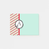 rote und grüne Diagonalstreifen mit Monogramm Post-it Klebezettel (Vorderseite)