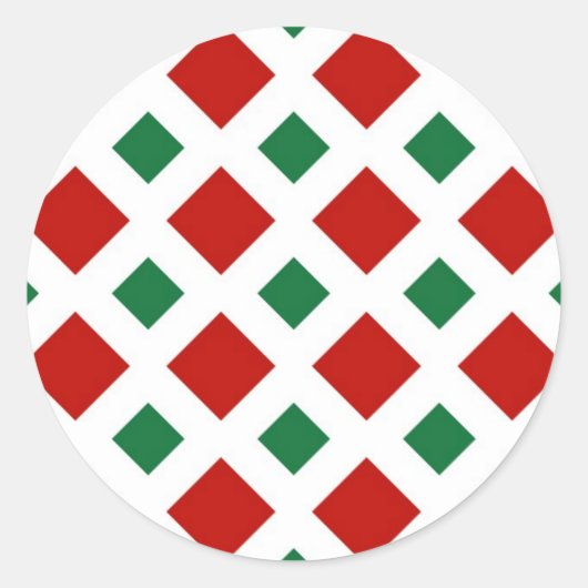 Rote und grüne Diamanten auf Weiß Runder Aufkleber (Vorderseite)