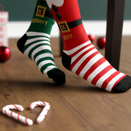 Rote und grüne Elf Naughty und schöne Weihnachtsso Socken