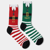Rote und grüne Elf Naughty und schöne Weihnachtsso Socken (Rechts)