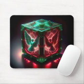 Rote und grüne Engel wachen über eine metallische Mousepad (Mit Mouse)