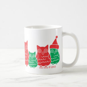 Rote und grüne Eulen Kaffeetasse