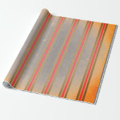 ROTE UND GRÜNE FADED STRIPES AUF GRAU GESCHENKPAPIER (Ungerollt)