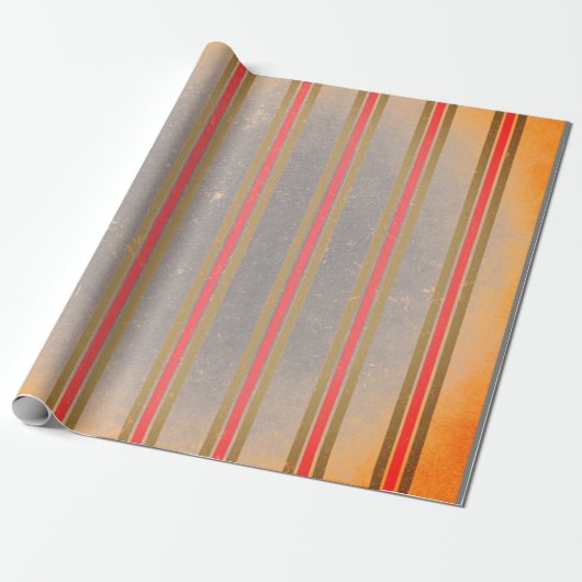 ROTE UND GRÜNE FADED STRIPES AUF GRAU GESCHENKPAPIER (Ungerollt)