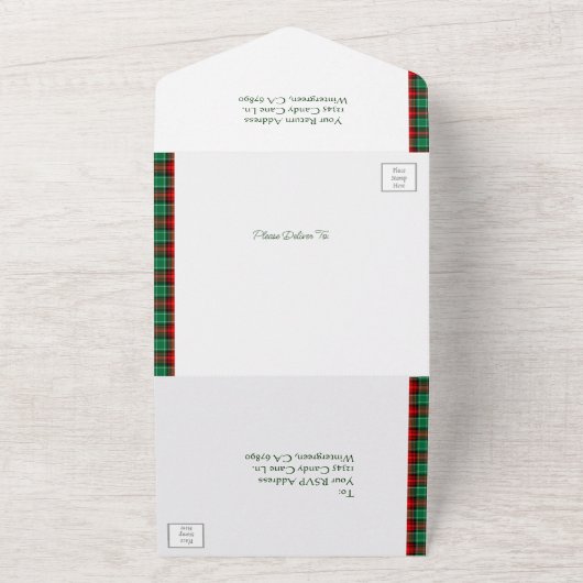 Rote und grüne Ferien Kariert All In One Einladung (Außenbereich)