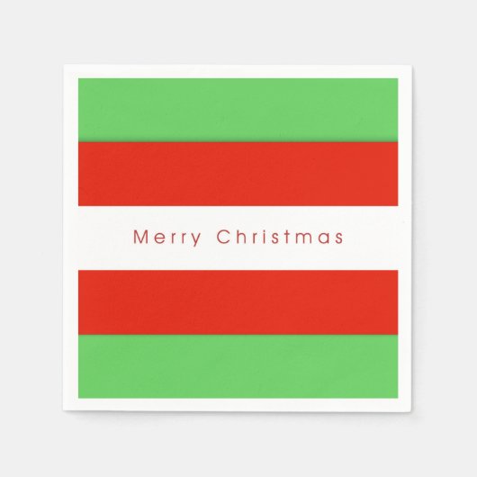 Rote und grüne fette Streifen Frohe Weihnachten Serviette (Vorderseite)