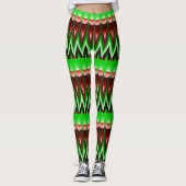 Rote und grüne Flammen Leggings (Vorderseite)