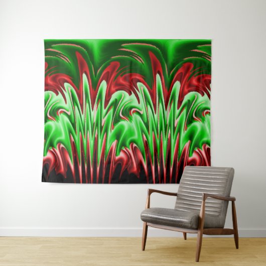 Rote und grüne Flammen Wandteppich (Beispiel (Horizontal))