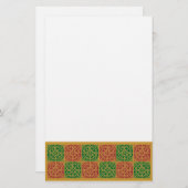 Rote und grüne Fliesenkunst auf Goldenem Muster Briefpapier (Vorne/Hinten)