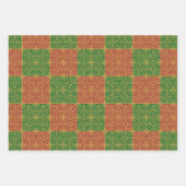 Rote und grüne Fliesenkunst auf Goldenem Muster Geschenkpapier Set (Vorderseite 2)