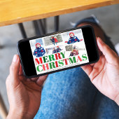 Rote und grüne Fotocollage Frohe Weihnachten