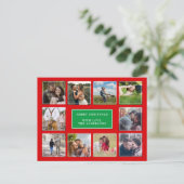 Rote und grüne FotoCollage Weihnachten Postkarte (Stehend Vorderseite)