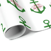 Rote und grüne frohe Weihnacht-nautischanker Geschenkpapier (Rolleneckpunkt)