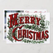 Rote und grüne frohe Weihnachten 2 Side Flat Card (Vorne/Hinten)