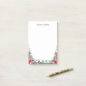 Rote und grüne frohe Weihnachts-Individuelle Name  Post-it Klebezettel (Auf Schreibtisch)