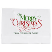 Rote und grüne frohe Weihnachts Retro Typografie Große Geschenktüte (Rückseite)