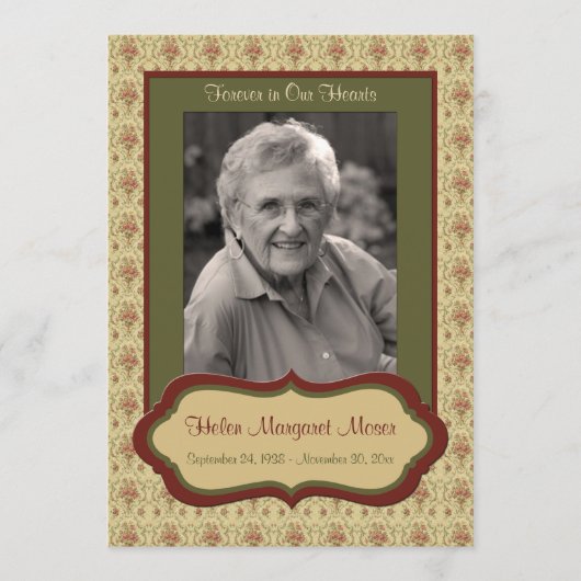 Rote und grüne Gedenkkarte mit Foto Programm (Vorderseite)