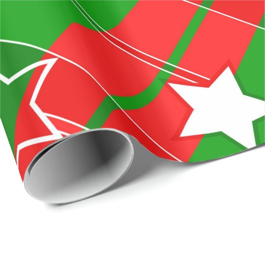 rote und grüne geometrische Streifen Geschenkpapier (Rolleneckpunkt)