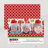 Rote und grüne Geschenke 3 Fotos - 3x5 Weihnachtsk Einladung (Vorne/Hinten)