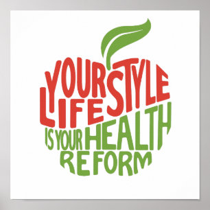 Rote und grüne Gesundheit Zitat Design. Poster
