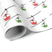 Rote und grüne Gondeln mit Ski Geschenkpapier (Rolleneckpunkt)