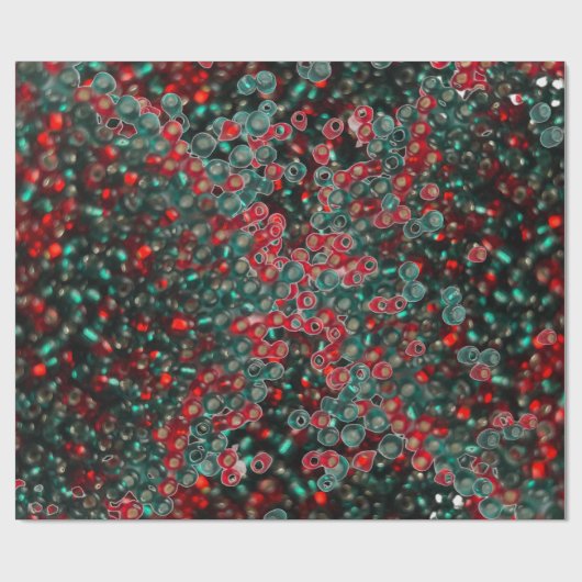 Rote und grüne große Perlen Geschenkpapier (Flach)
