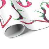 Rote und grüne heiße Paprikaschoten Geschenkpapier (Rolleneckpunkt)