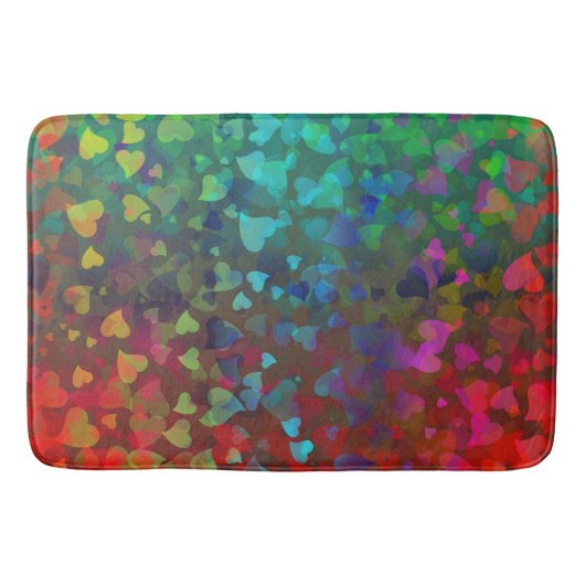 Rote und grüne herabfallende Herzen Badematte (Vorderseite)