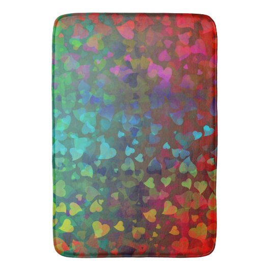 Rote und grüne herabfallende Herzen Badematte (Vorderseite Vertikal)