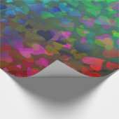 Rote und grüne herabfallende Herzen Geschenkpapier (Ecke)