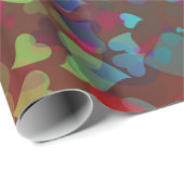 Rote und grüne herabfallende Herzen Geschenkpapier (Rolleneckpunkt)