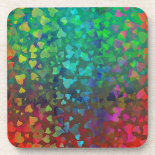 Rote und grüne herabfallende Herzen Getränkeuntersetzer