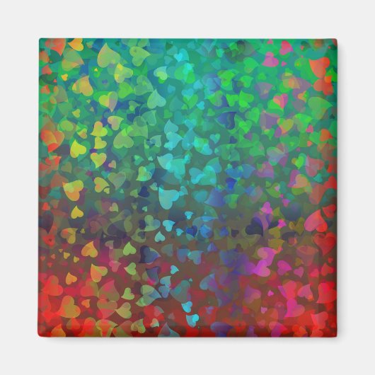 Rote und grüne herabfallende Herzen Magnet (Vorne)