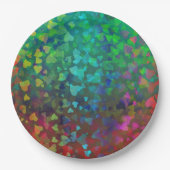 Rote und grüne herabfallende Herzen Pappteller (Vorderseite)