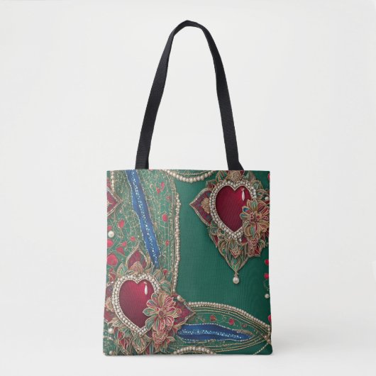 Rote und grüne Herzen AI-Kunst Tasche (Vorderseite)