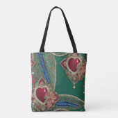 Rote und grüne Herzen AI-Kunst Tasche (Rückseite)