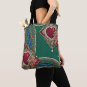 Rote und grüne Herzen AI-Kunst Tasche (Von Nahem)