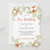 Rote und grüne Hochzeit mit Holly Beeren Einladung (Vorderseite)