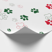 Rote und Grüne Hundepfote Geschenkpapier (Ecke)