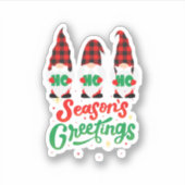 Rote und grüne Illustration Gnomes Frohe Weihnacht Aufkleber (Vorderseite)