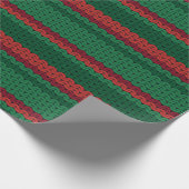 Rote und grüne Imitate Strick Streifen Geschenkpapier (Ecke)