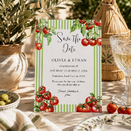 Rote und grüne italienische Pomodoro-Hochzeit Save The Date
