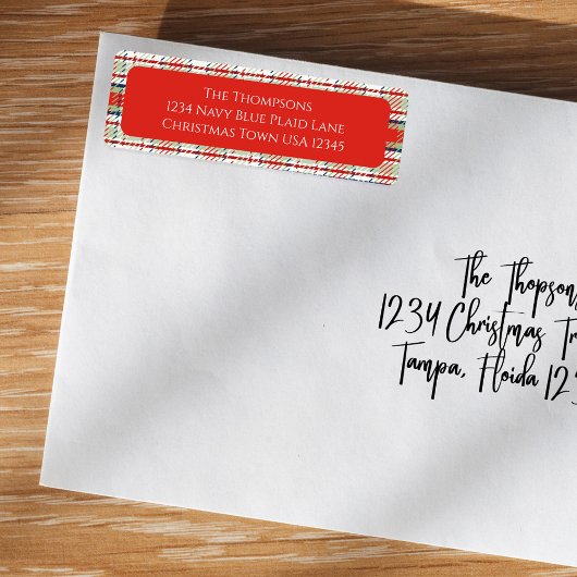 Rote und grüne Karierte Rücksendeadresse