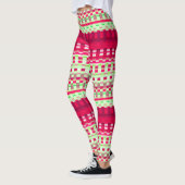 Rote und grüne, karierte Streifen Psychedelisch Leggings (Links)