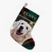 Rote und grüne Karierte Tradition Weihnachten Kleiner Weihnachtsstrumpf (Vorderansicht (hängend))