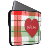 Rote und grüne karierte und Herz-Laptop-Hülse Laptopschutzhülle (Vorne Rechts)
